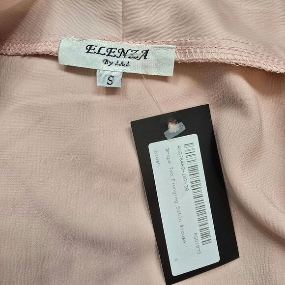 NWT Drape Plunging Satin Blush Bouse Sz Small - Picture 5 of 6